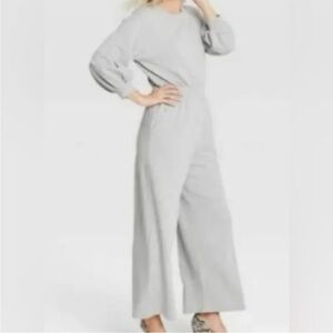 Who What Wear Light Gray Wide-Leg Jumpsuit